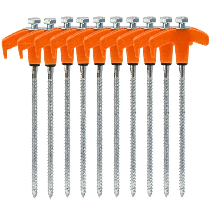 Screw Tent Pegs - Hexagonal Spiral Ground Stakes for Camping, Awnings and Decking, 5 and 10 Packs