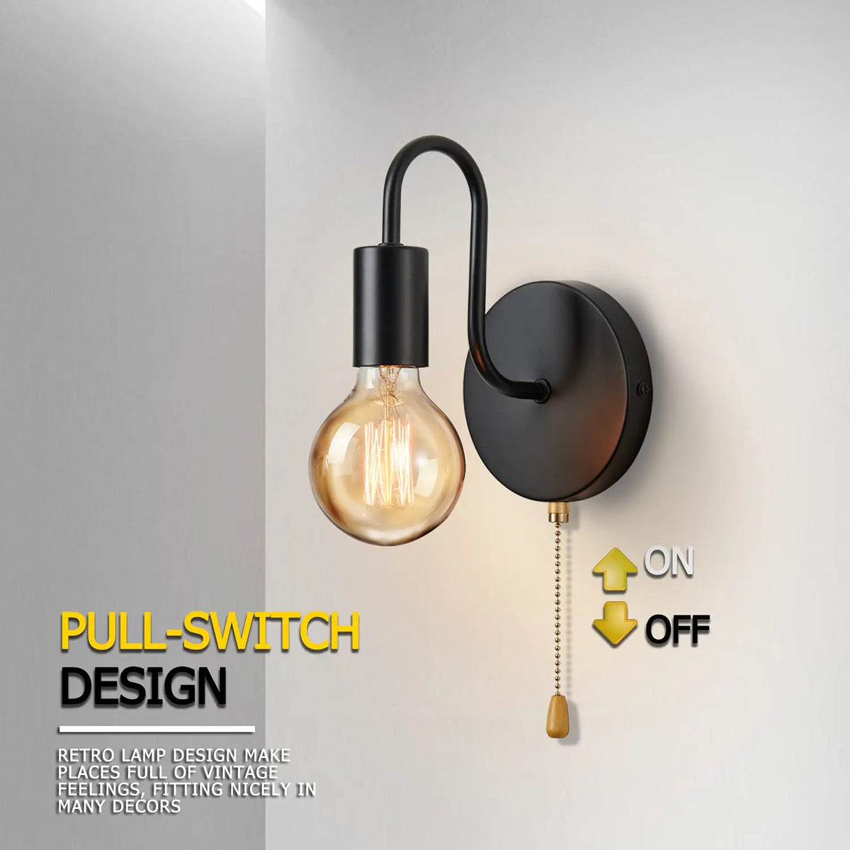 Nordic Industrial Wall Lamp - E27 Indoor Wall Sconce for Bedside and Hallway