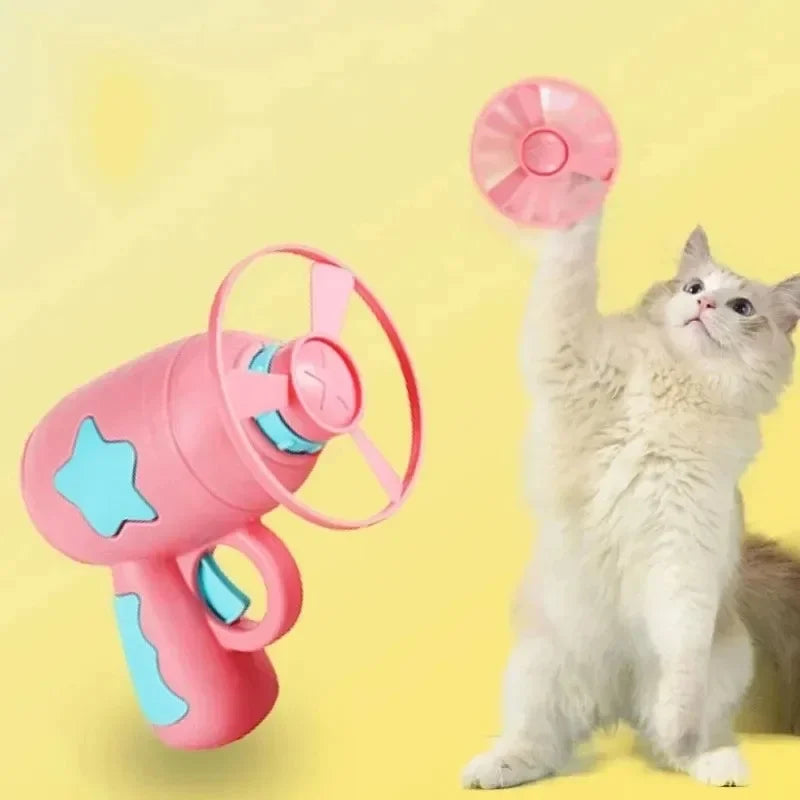 Cat Disc Shooter Toy - Mini Flying Disc Chase Game for Kittens