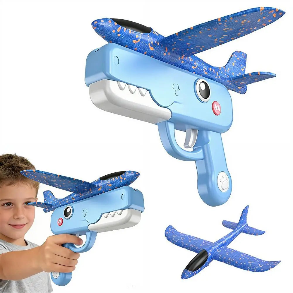 Catapult Aircraft Toy - Outdoor Launching Plane in Green, Pink and Blue