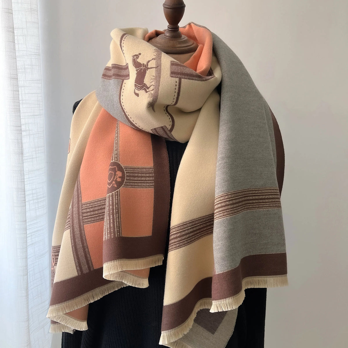 Winter Cashmere Scarf - Thick Warm Wrap in Pink, Orange, Green or Yellow