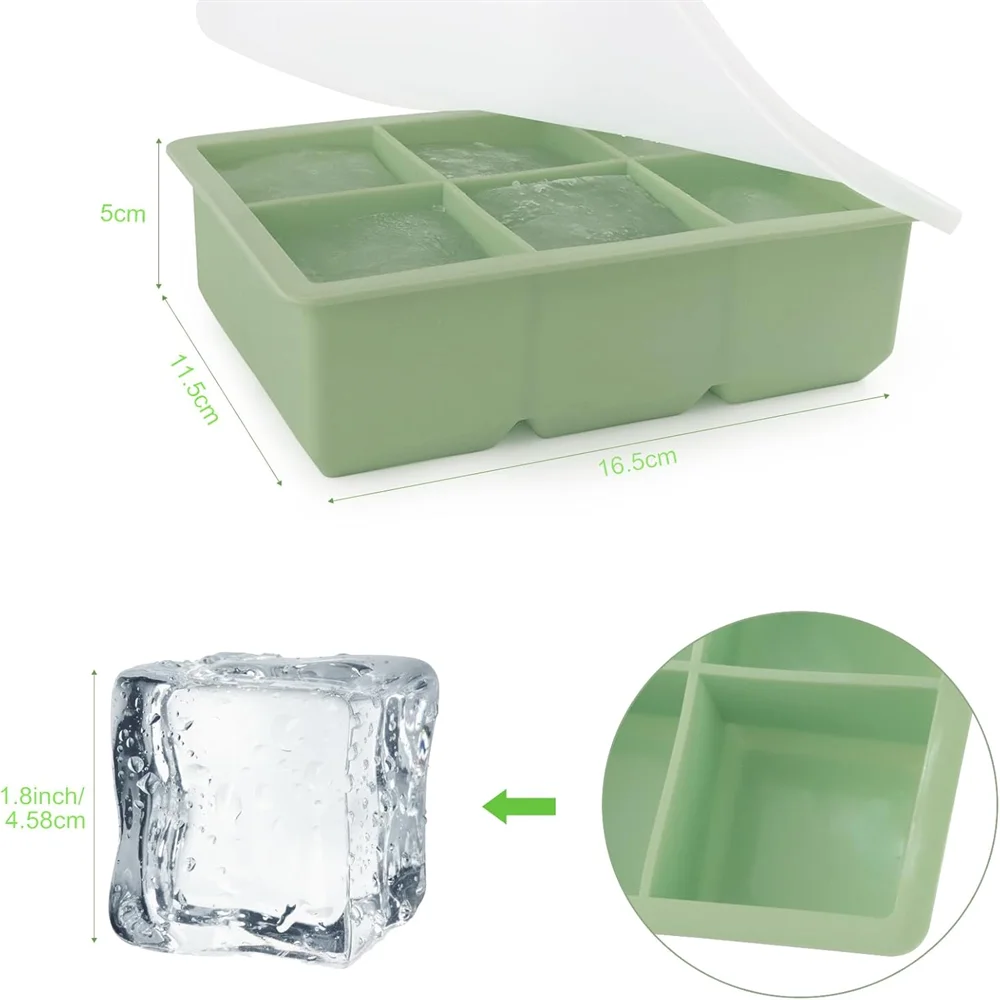 Large Ice Cube Tray with Lid - Stackable Silicone Mould for Whiskey, Cocktails and Bourbon