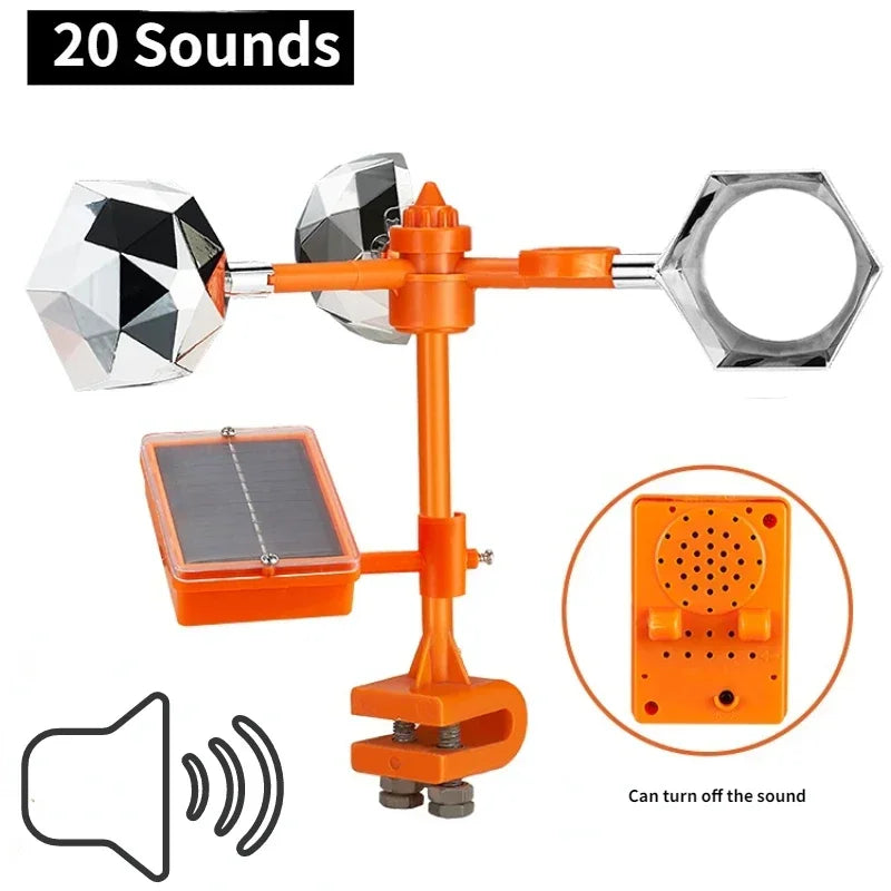 Solar Bird Repeller - 3-in-1 Reflective Deterrent for Gardens, Ponds and Farms