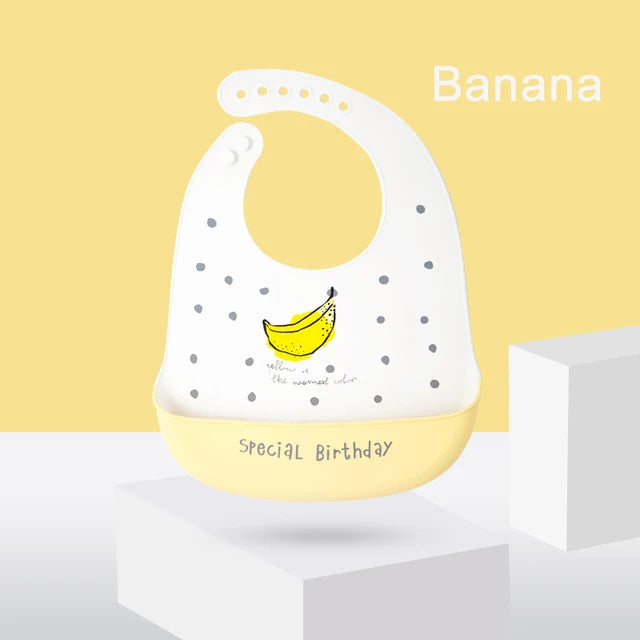 Silicone Baby Bib - Waterproof Feeding Apron with Crumb Catcher Pocket