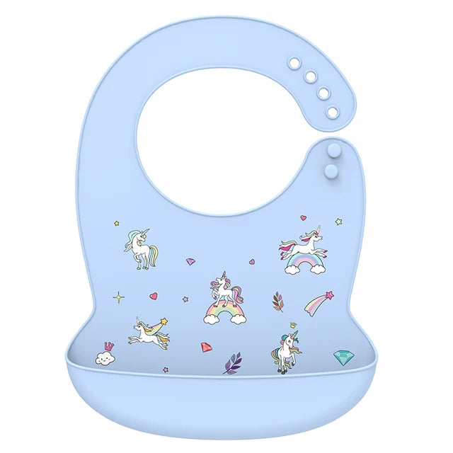 Silicone Baby Bib - Waterproof Feeding Apron with Crumb Catcher Pocket