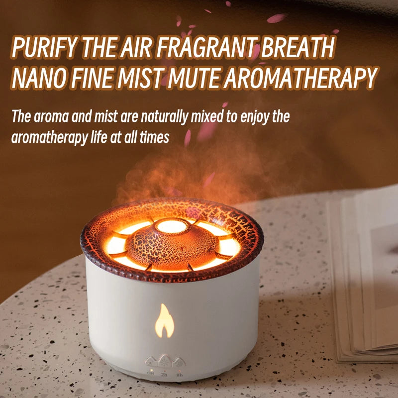 Volcano Flame Aroma Diffuser - Remote Control Oil Diffuser in Black or White