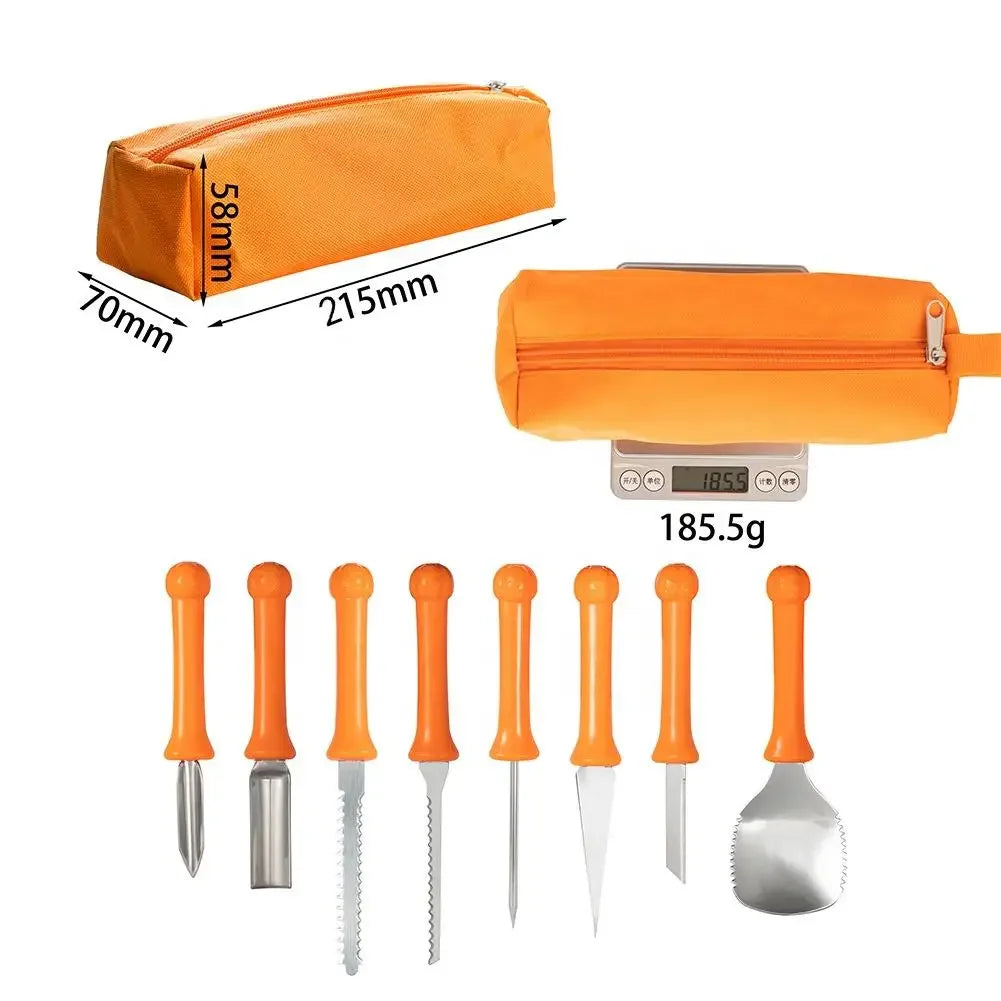 Pumpkin Carving Kit 8 Piece - Stainless Steel Halloween Carving Tools for Adults and Kids
