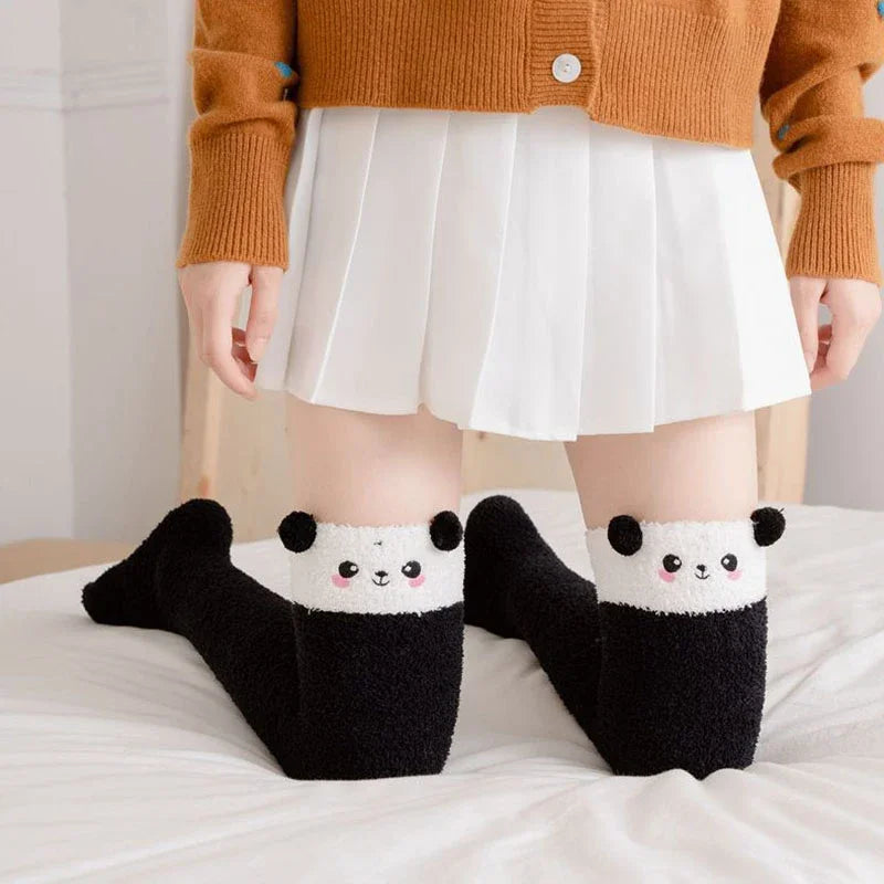 Womens Thigh High Fuzzy Socks - Cozy Soft Warm Pair in EU 34-39