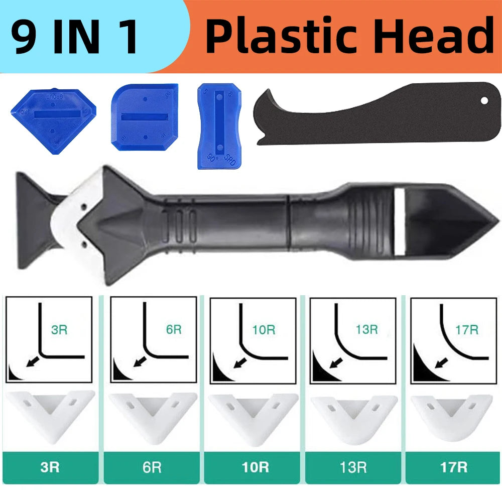 Silicone Caulking Tool Set - 9 in 1 Sealant Smoother and Grout Scraper Kit