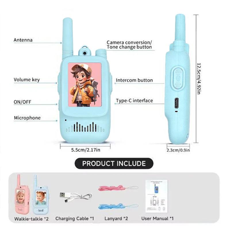 Kids Video Walkie Talkies - Rechargeable Two Way Radios for Camping Trips
