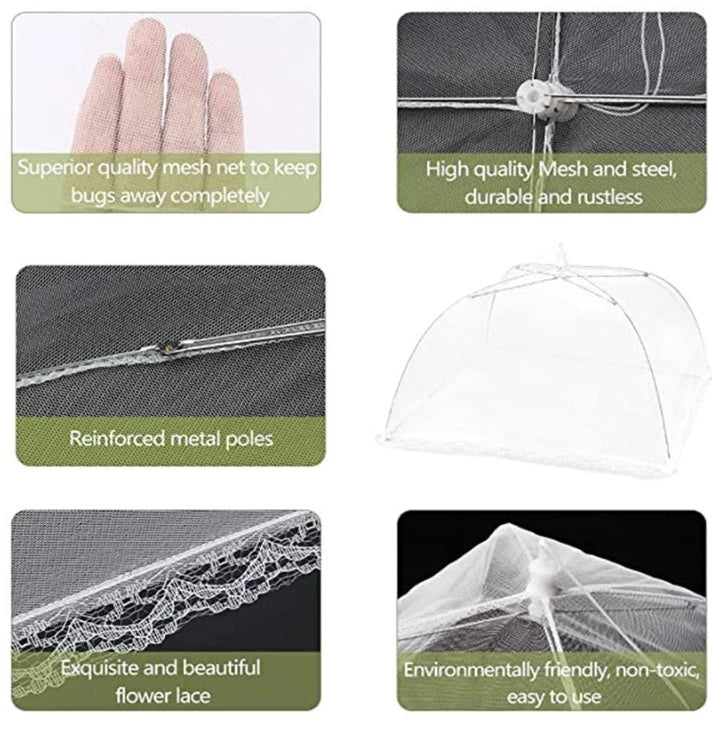 Foldable Mesh Food Cover - Pop-Up Fly & Mosquito Net Tent for Outdoor Dining
