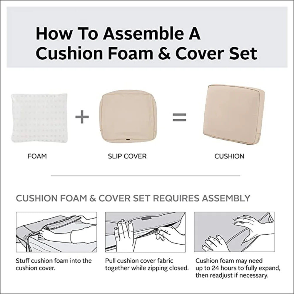 Patio Chair Cushion Covers - Water-Resistant Replacement Slipcovers in 10 Sizes