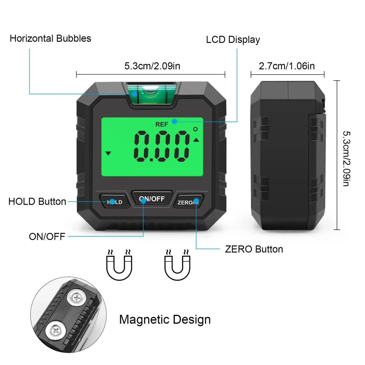 Digital Laser Angle Gauge - 360 Magnetic Inclinometer and Bevel Protractor for Woodworking