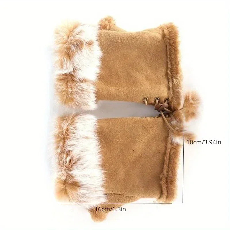 Faux Rabbit Fur Wrist Warmers - Soft Fur Hand Warmers in 9 Colours for Winter