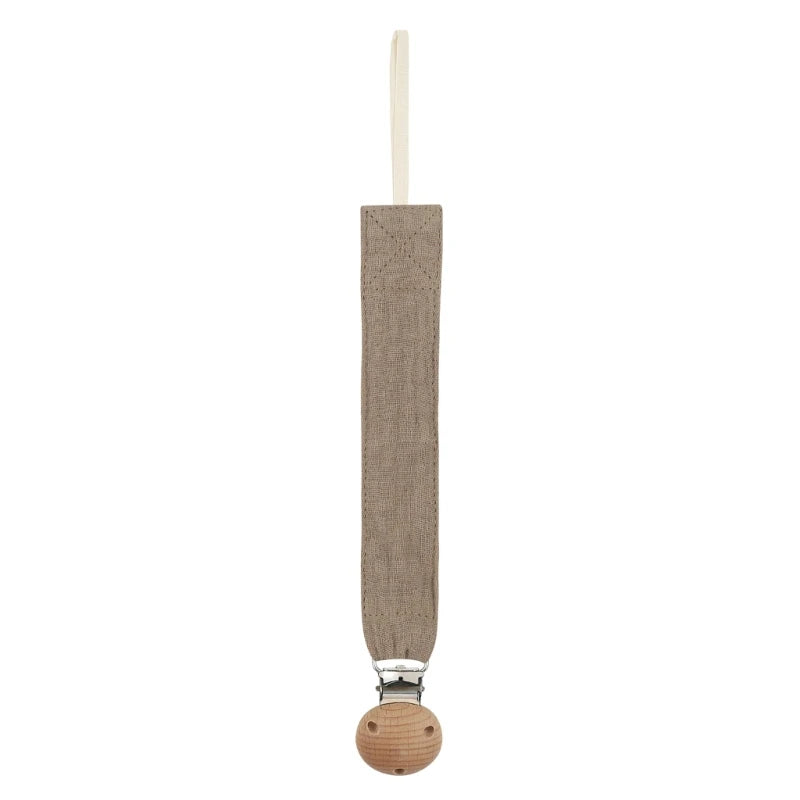 Baby Pacifier Clip - Cotton and Beech Wood Dummy Chain Holder, 26 cm
