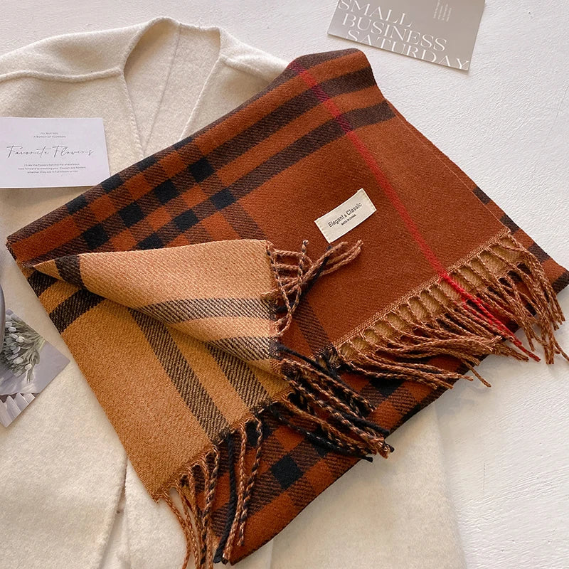 Cashmere Plaid Scarf - Warm Autumn and Winter Wrap in Five Colours