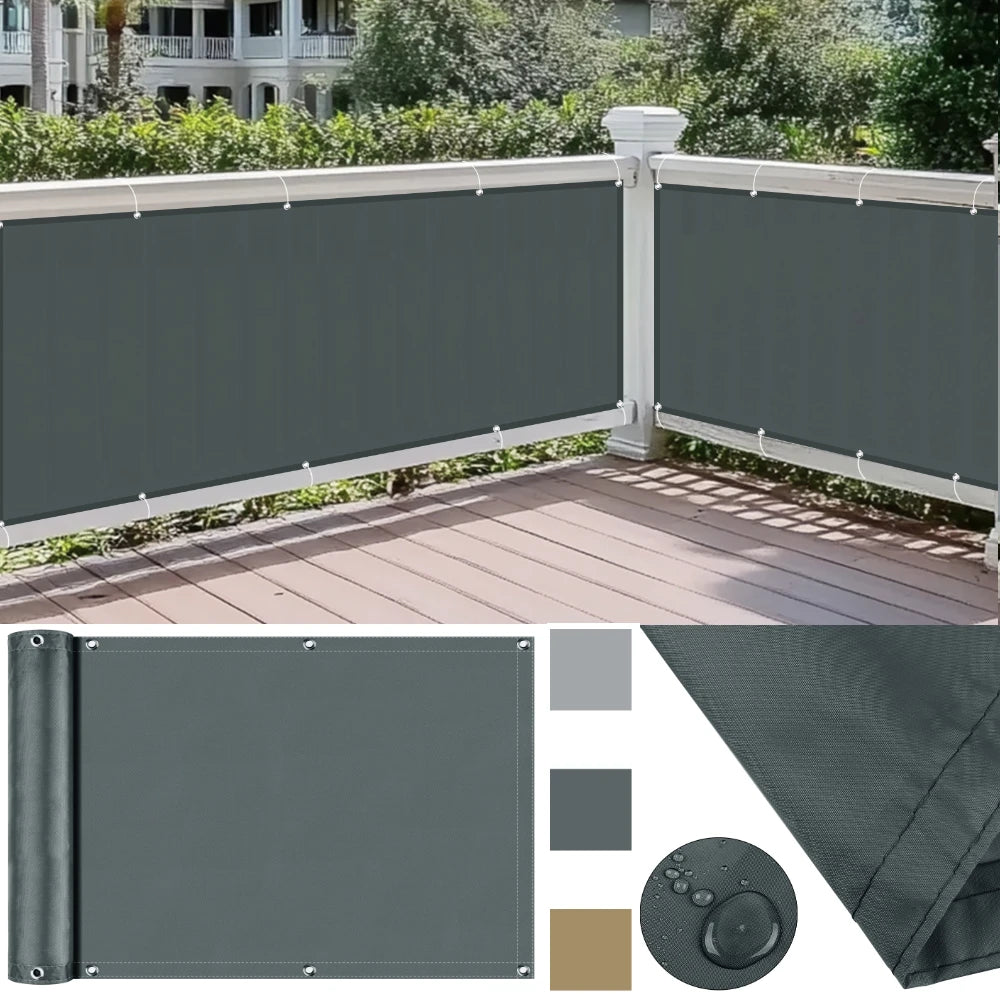 Balcony Privacy Screen - Waterproof Windscreen Shade Cloth with Grommets and Ties
