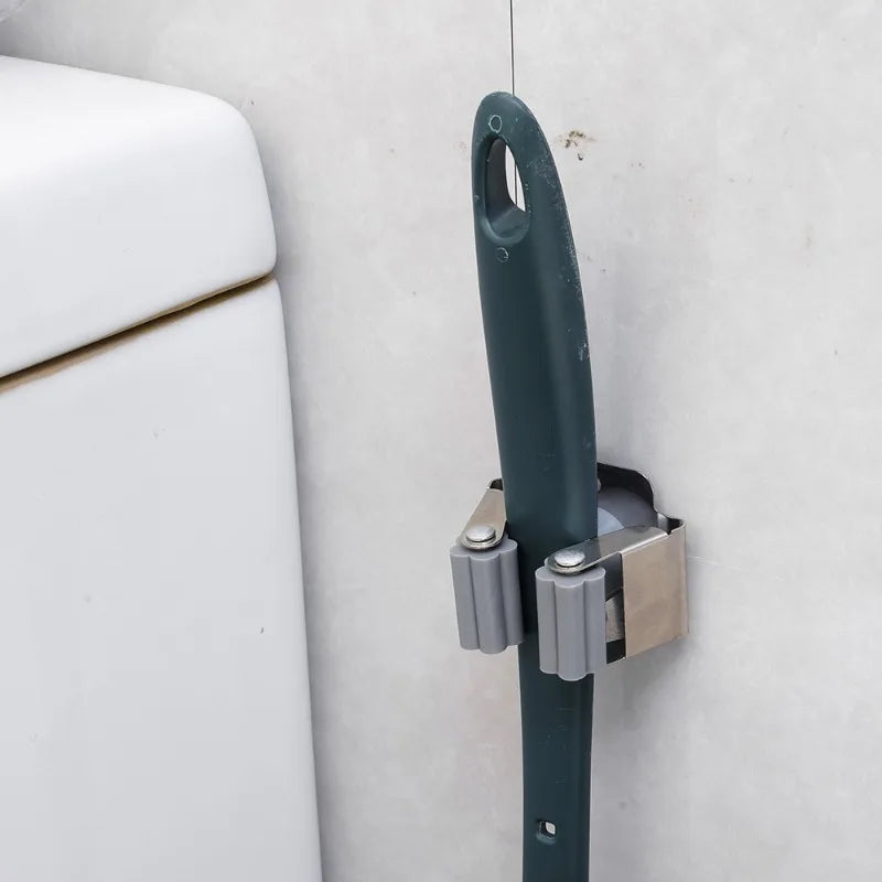 Wall Mounted Mop and Broom Holder Clips - Stainless Steel Hanging Storage Racks