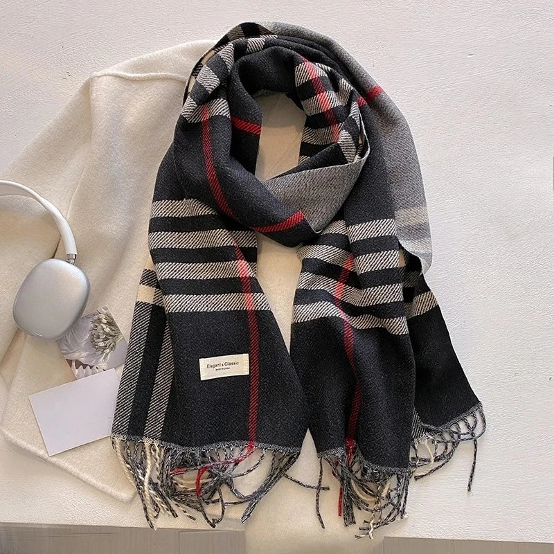Cashmere Plaid Scarf - Warm Autumn and Winter Wrap in Five Colours