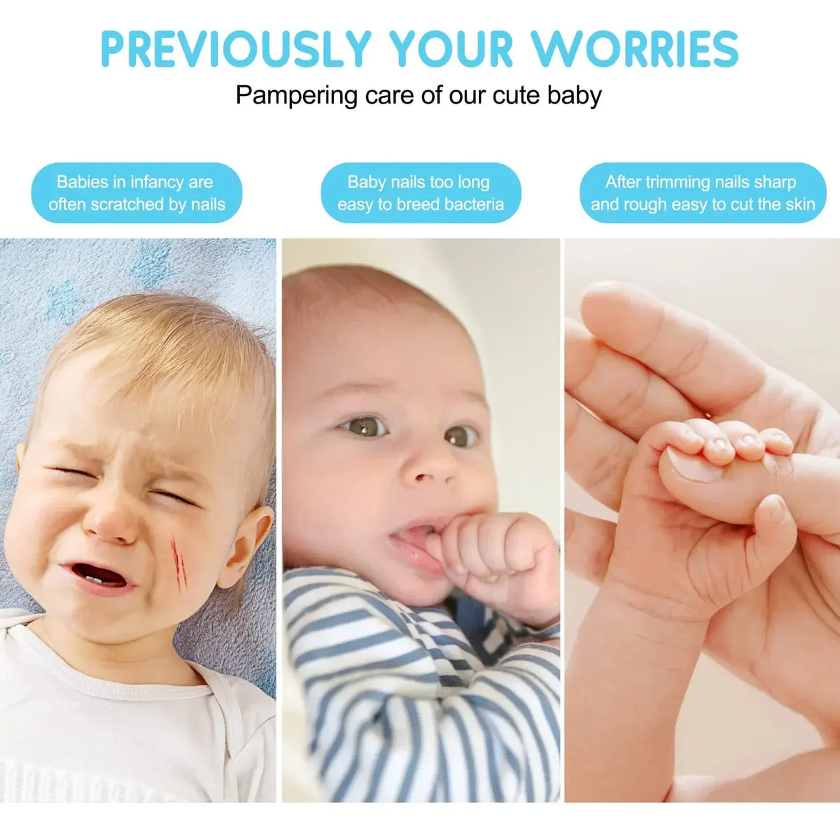 Electric Baby Nail Trimmer - Quiet Anti-Pinch Nail Grinder and File for Newborns and Toddlers