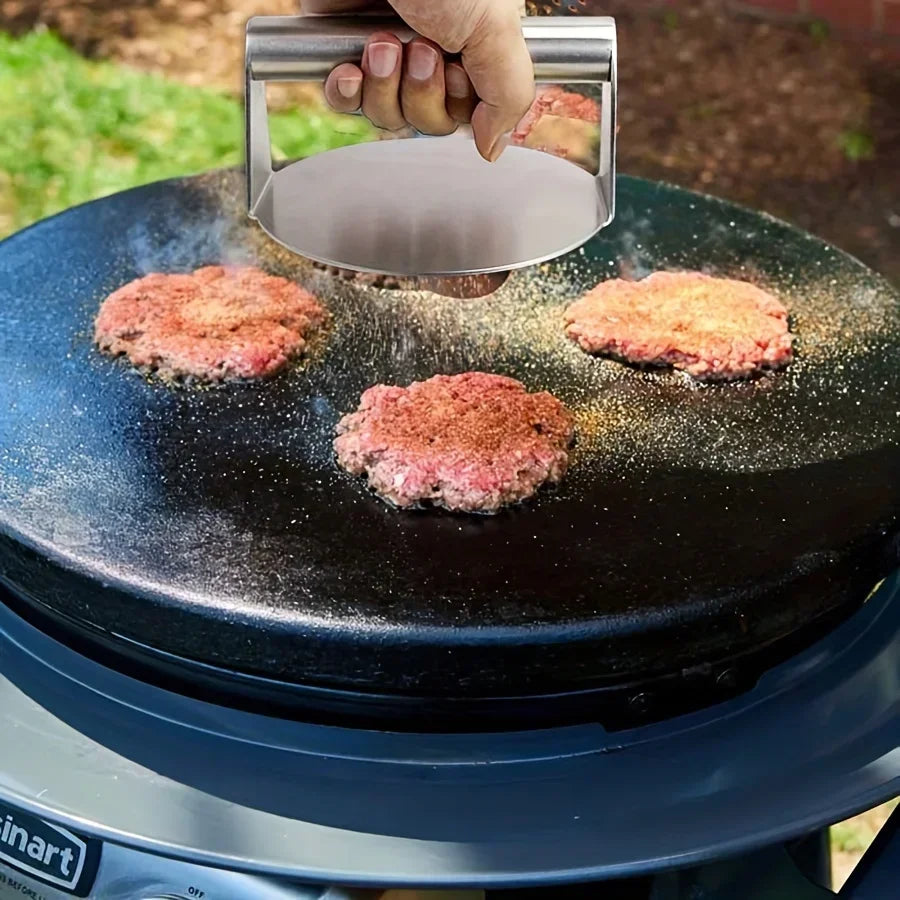 Stainless Steel Burger Press - Smash Patty Masher for Grill, Griddle and Cast Iron Pan