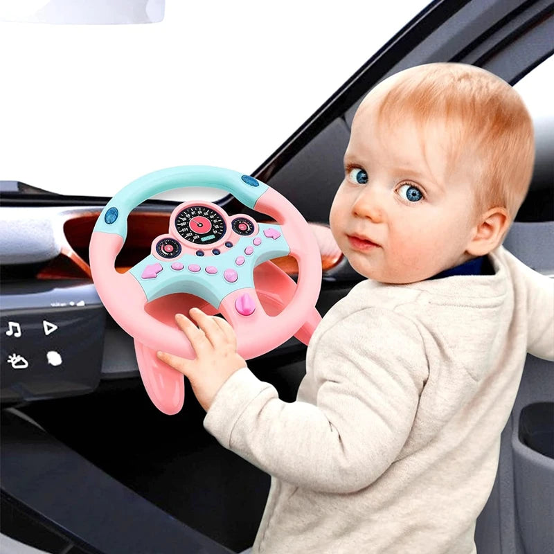 Kids Steering Wheel Toy - Battery Powered Pretend Driving Play for Toddlers