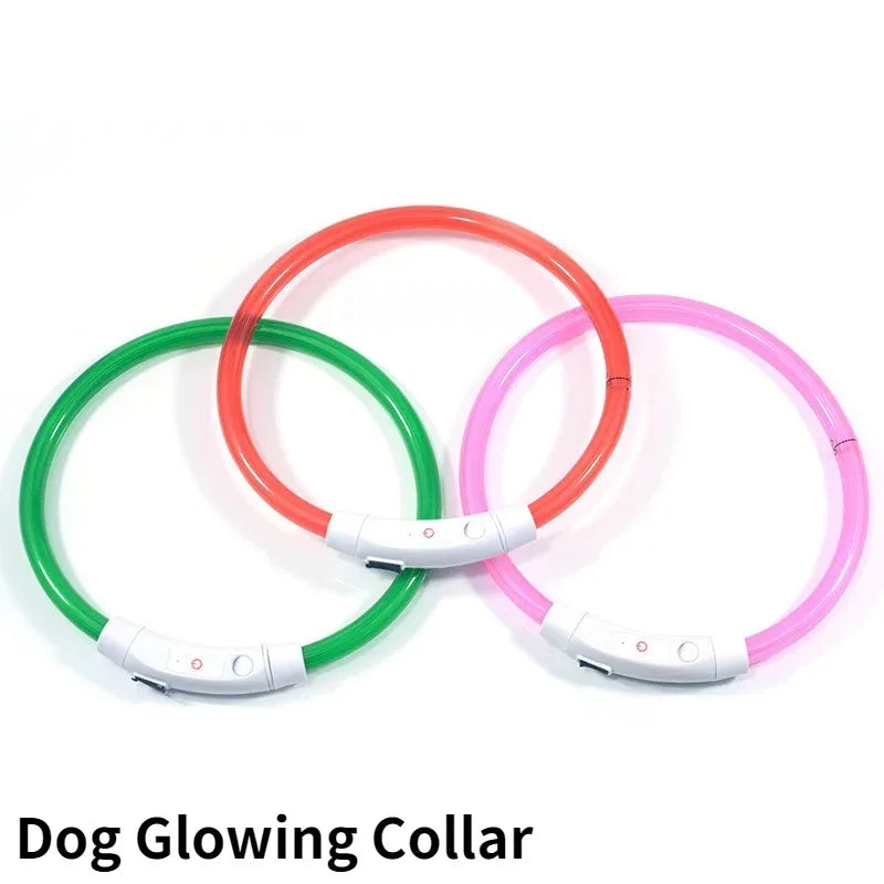 Light Up Dog Collar - Rechargeable Fiber Optic Glow Collar for Night Walks