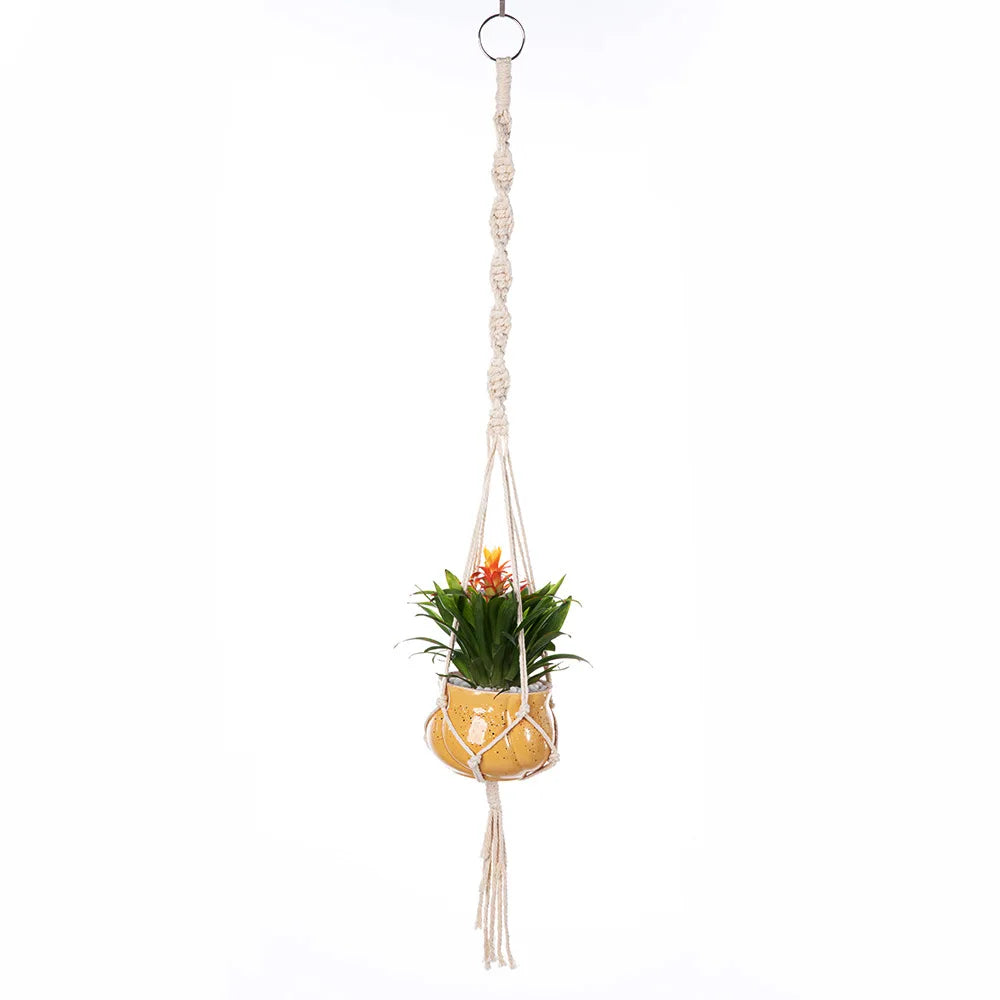 Macrame Plant Hanger - Woven Cotton Rope Planter Holder in 14 Boho Styles