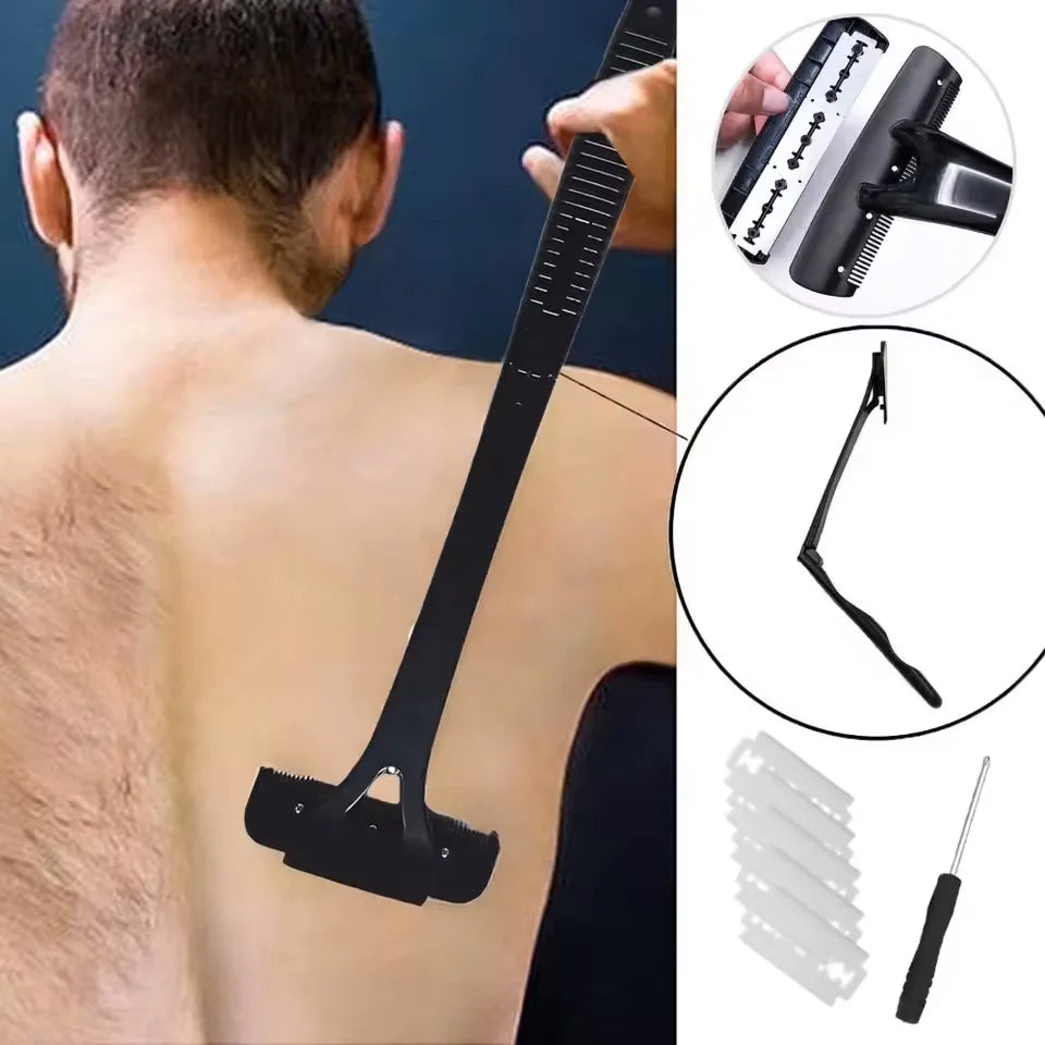 Mens Back Shaver - Long Foldable Handle Body Groomer and Razor for Hard-to-Reach Areas