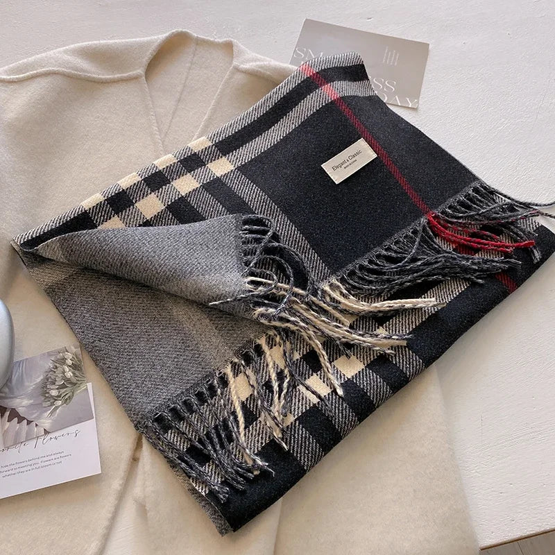 Cashmere Plaid Scarf - Warm Autumn and Winter Wrap in Five Colours