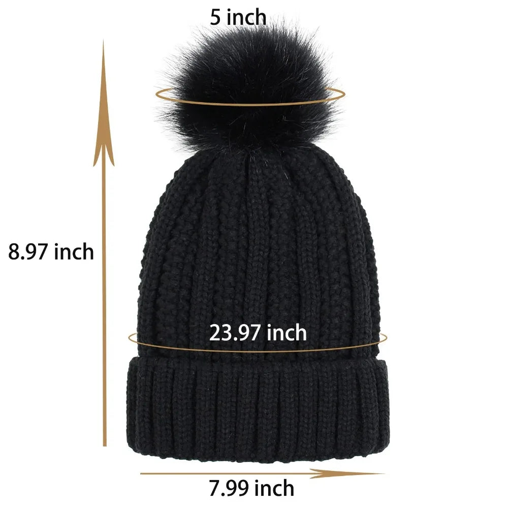 Satin Lined Beanie - Stretchy Knitted Wool Winter Hat for Women and Men