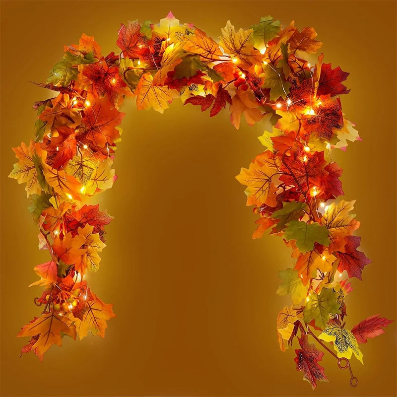 Artificial Maple Leaf Garland 200cm - Autumn Vine for Doors and Mantels