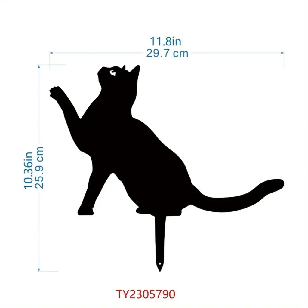 Cat Garden Stakes - Metal Silhouette Lawn Ornaments for Patios, Beds and Borders