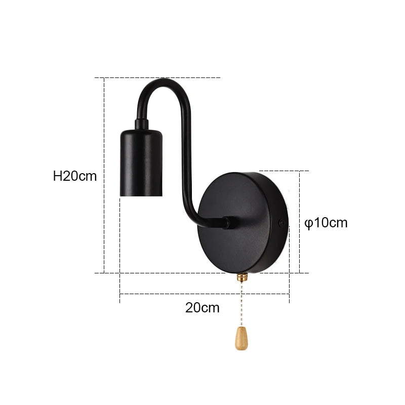 Nordic Industrial Wall Lamp - E27 Indoor Wall Sconce for Bedside and Hallway