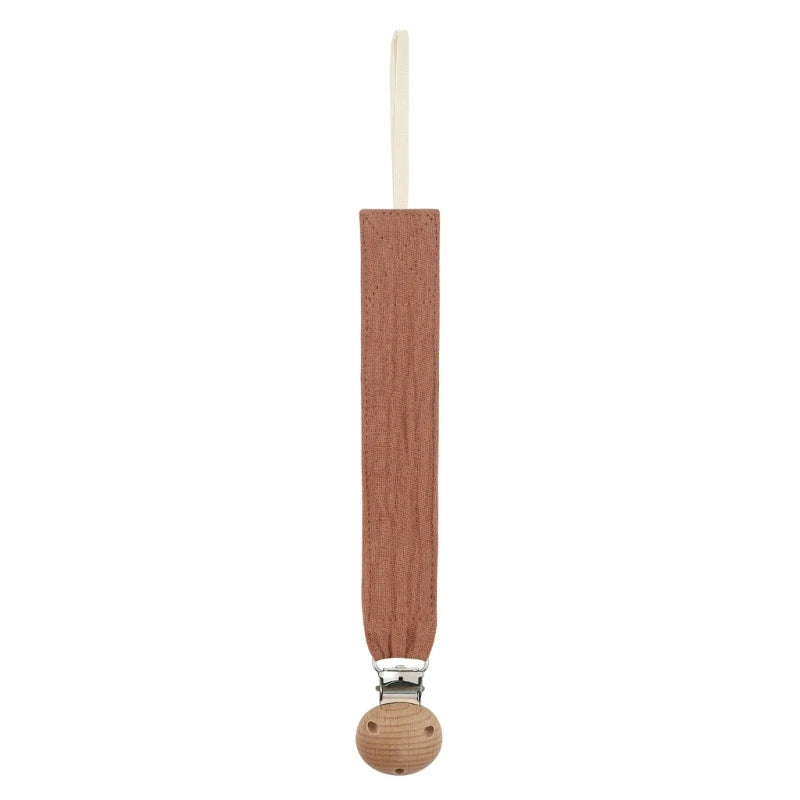 Baby Pacifier Clip - Cotton and Beech Wood Dummy Chain Holder, 26 cm