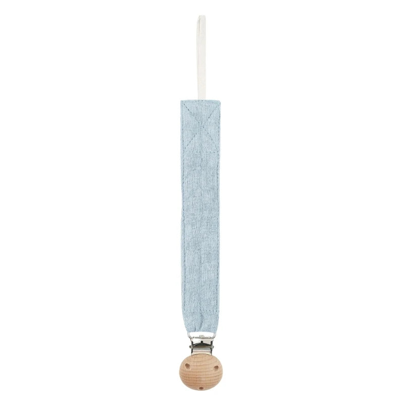 Baby Pacifier Clip - Cotton and Beech Wood Dummy Chain Holder, 26 cm