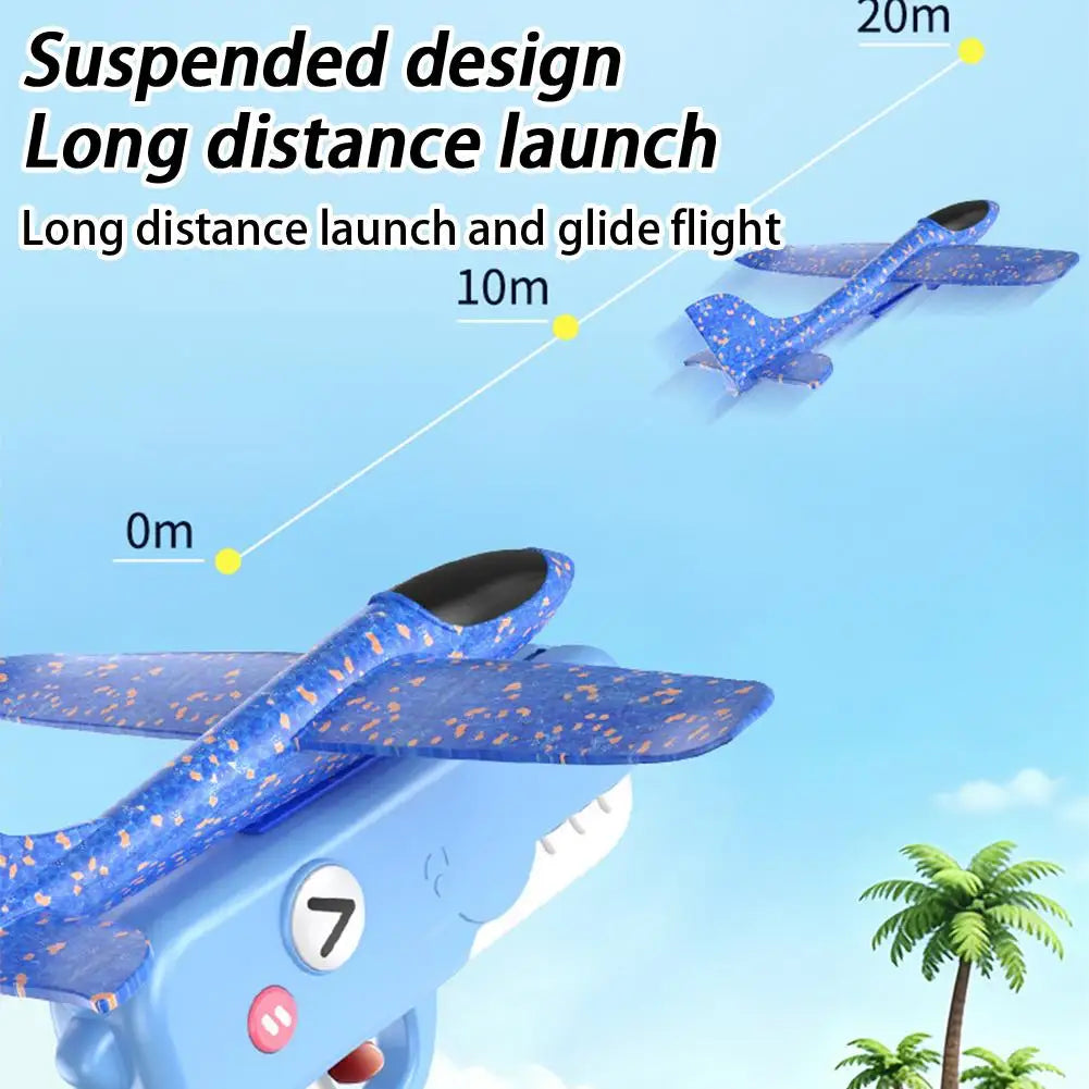 Catapult Aircraft Toy - Outdoor Launching Plane in Green, Pink and Blue