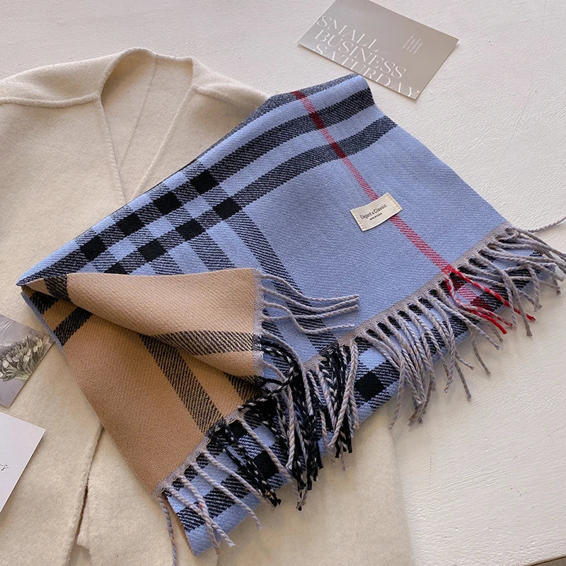 Cashmere Plaid Scarf - Warm Autumn and Winter Wrap in Five Colours