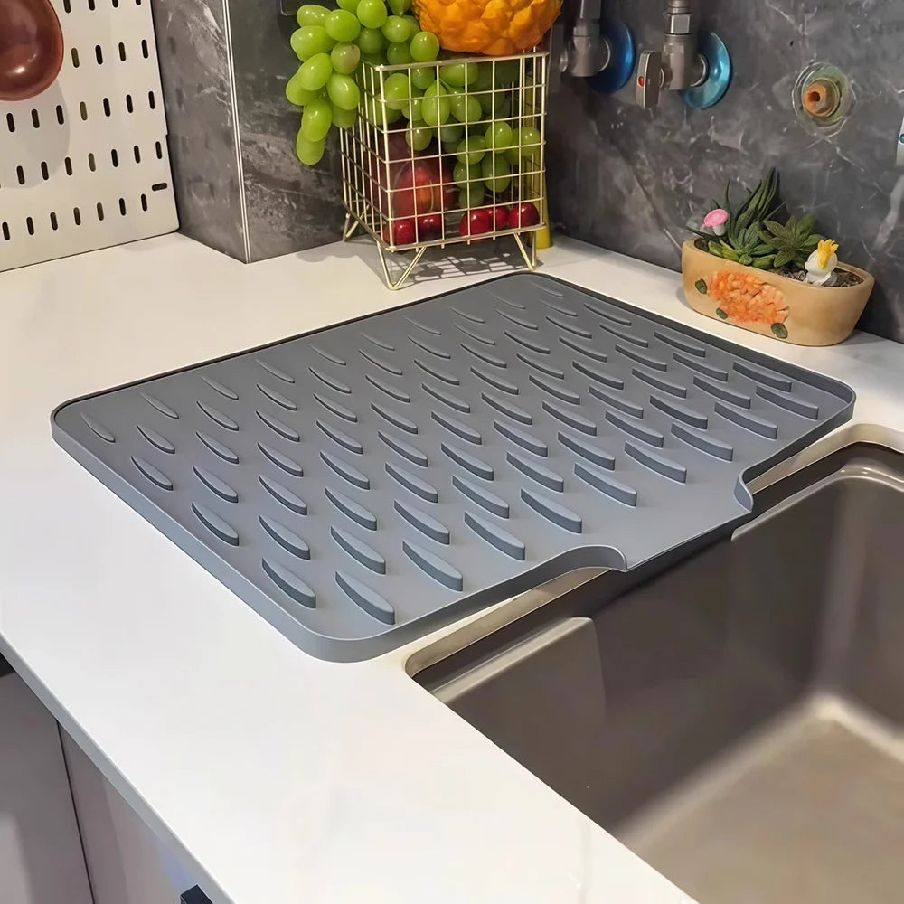 Silicone Dish Drying Mat - Non Slip Kitchen Counter Mat in 3 Sizes