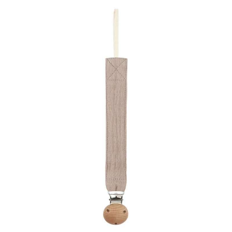 Baby Pacifier Clip - Cotton and Beech Wood Dummy Chain Holder, 26 cm