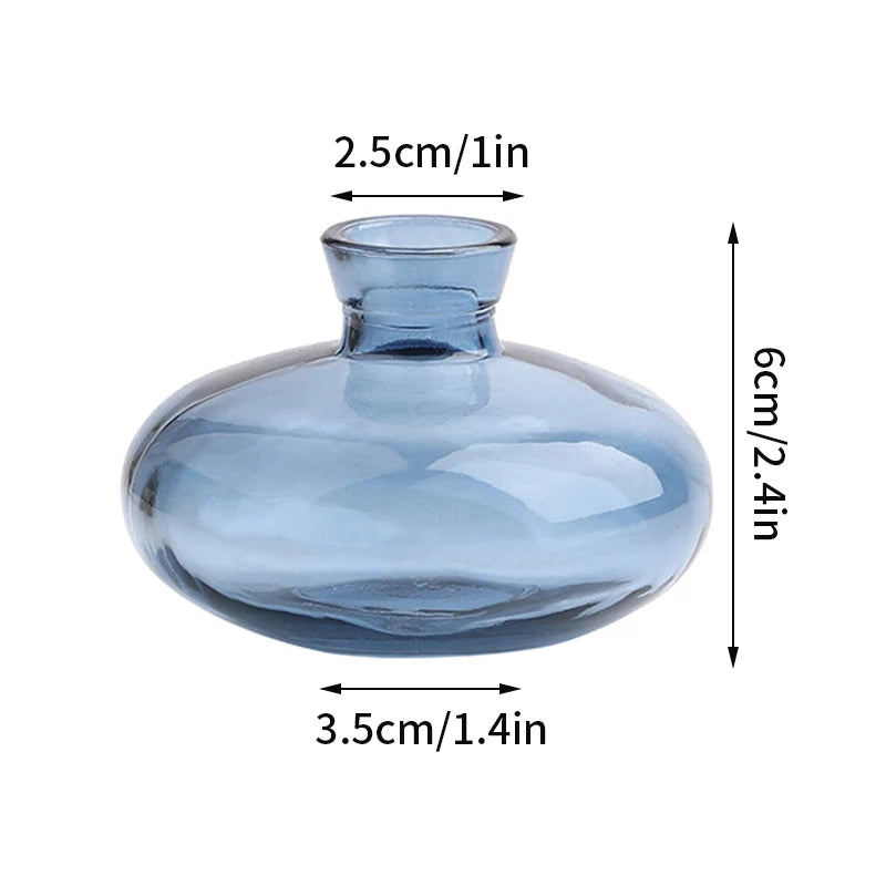 Retro Glass Vase - Thick Glass Bud Vase for Hydroponics and Table Decor