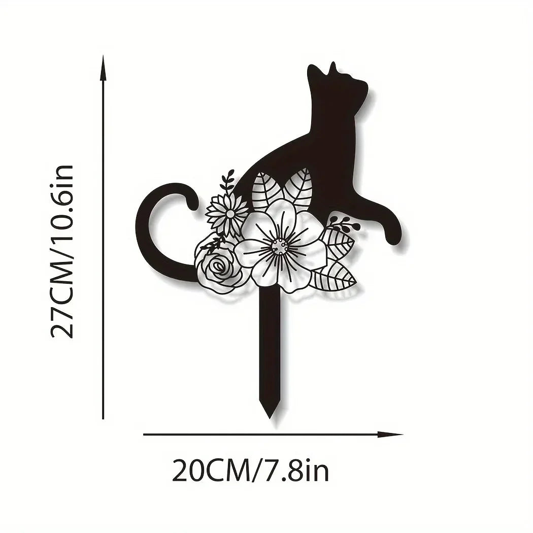 Cat Garden Stakes - Metal Silhouette Lawn Ornaments for Patios, Beds and Borders