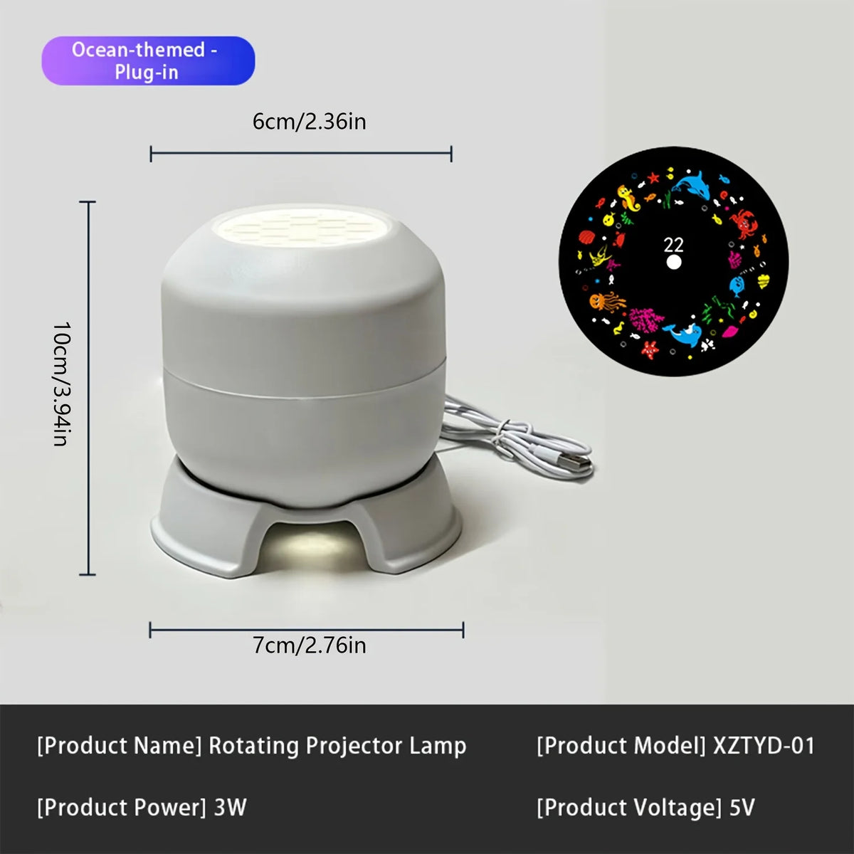 LED Starry Ocean Projector Light - USB Night Light for Bedrooms