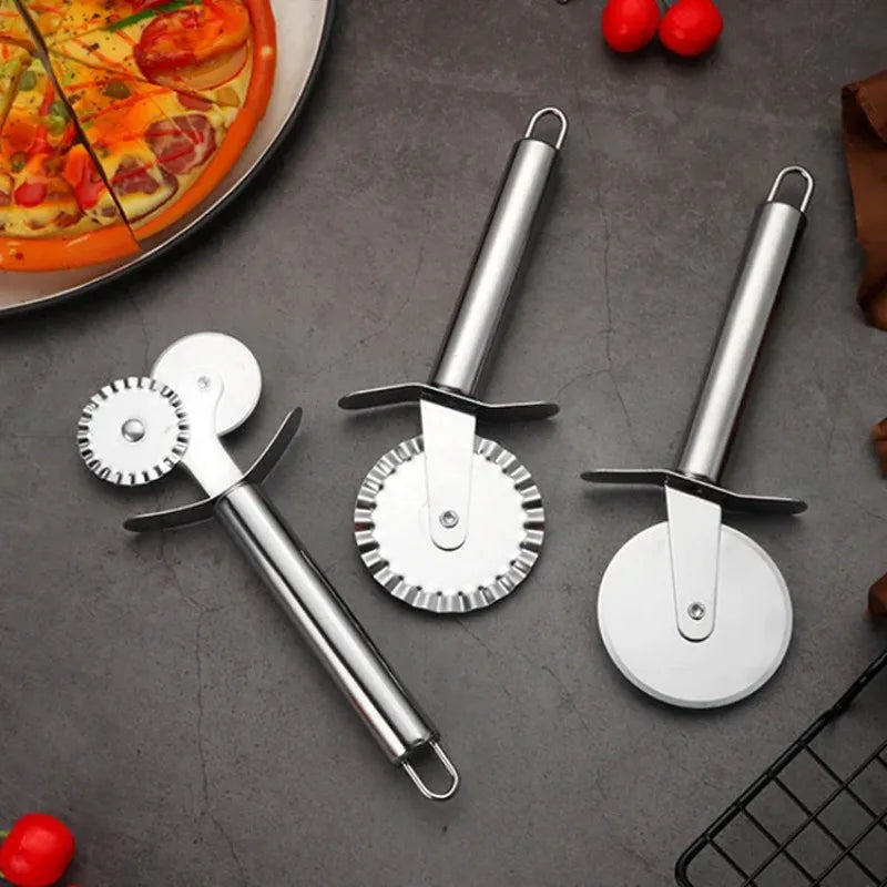 Stainless Steel Pizza Cutter Wheel - Non-Slip Dough, Pie & Waffle Slicer