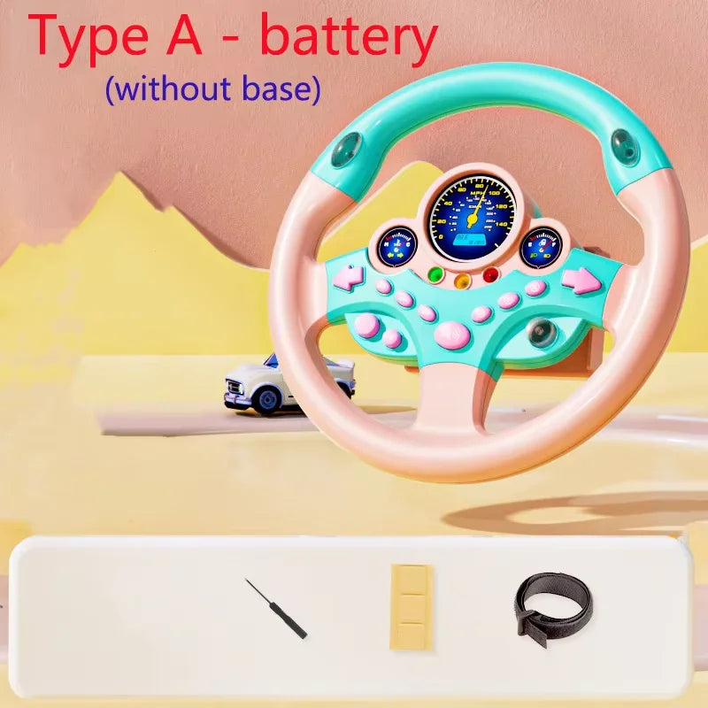 Kids Steering Wheel Toy - Battery Powered Pretend Driving Play for Toddlers