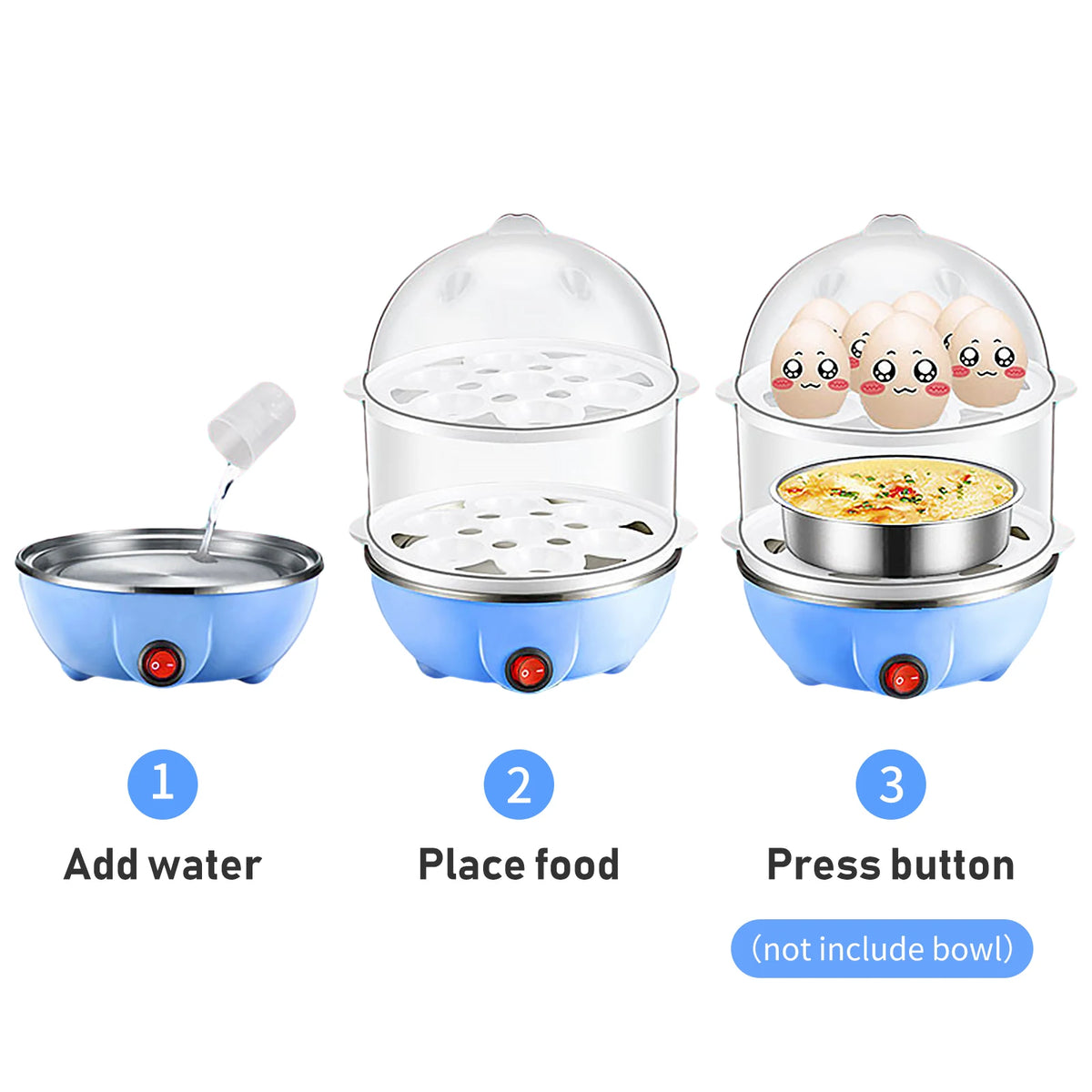 Double Layer Egg Cooker - Electric Egg Steamer with US and EU Plug Options