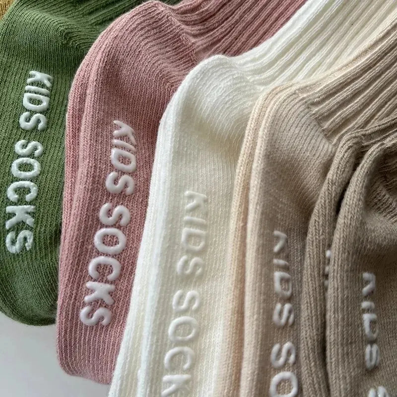 Baby Grip Socks 3-Pack - Non-Slip Cotton Crew Socks for Toddlers 0-3 Years