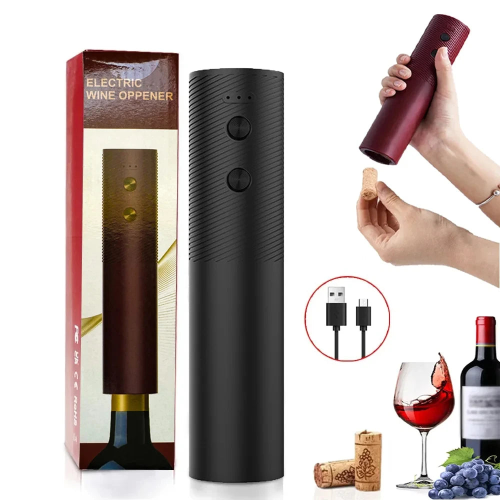 Electric Wine Bottle Opener - Rechargeable Automatic Corkscrew for Home Bars