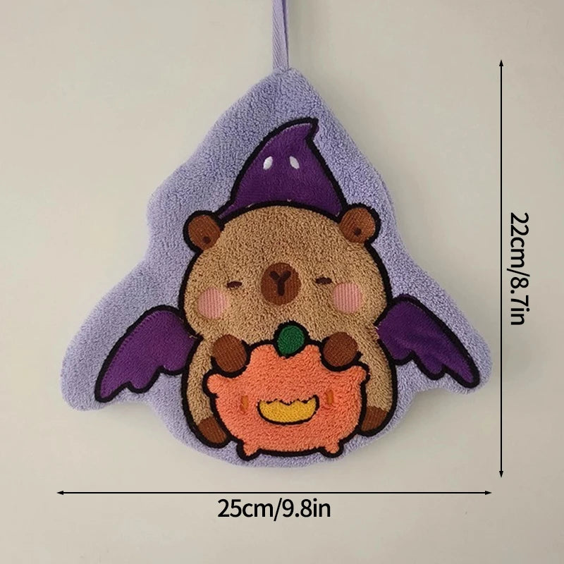 Cartoon Cat Hand Towel - Absorbent Coral Fleece Towel with Hanging Loop