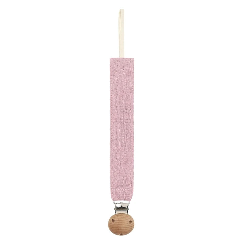 Baby Pacifier Clip - Cotton and Beech Wood Dummy Chain Holder, 26 cm